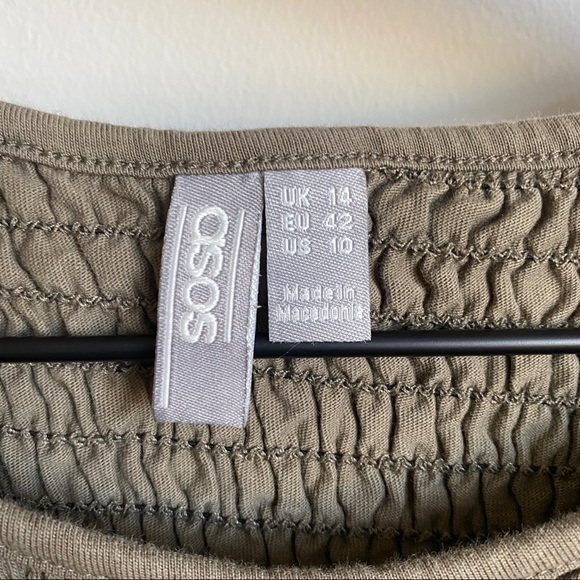 ASOS Green Smocked Skater Mini Dress Sz 10 - Picture 3 of 5